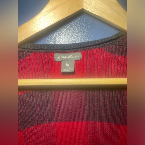 Eddie Bauer Red Plaid Open Front Cardigan with Pockets. Size XL. - Picture 4 of 6